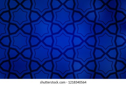 Dark BLUE vector cover with small and big stars. Blurred decorative design in simple style with stars. Best design for your ad, poster, banner.