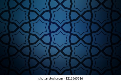 Dark BLUE vector cover with small and big stars. Stars on blurred abstract background with gradient. Template for sell phone backgrounds.