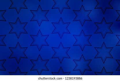 Dark BLUE vector cover with small and big stars. Stars on blurred abstract background with gradient. Pattern for wrapping gifts.