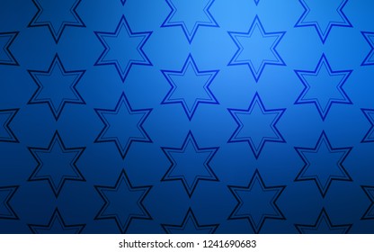 Dark BLUE vector cover with small and big stars. Blurred decorative design in simple style with stars. Pattern for websites, landing pages.