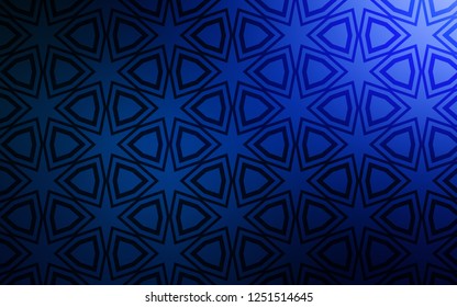 Dark BLUE vector cover with small and big stars. Blurred decorative design in simple style with stars. Pattern for wrapping gifts.