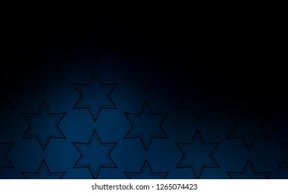 Dark BLUE vector cover with small and big stars. Shining colored illustration with stars. Best design for your ad, poster, banner.