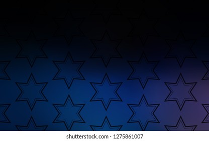Dark BLUE vector cover with small and big stars. Blurred decorative design in simple style with stars. Pattern for new year ad, booklets.