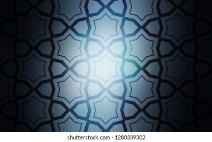 Dark BLUE vector cover with small and big stars. Stars on blurred abstract background with gradient. Pattern for websites, landing pages.
