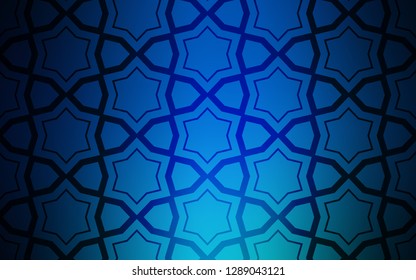 Dark BLUE vector cover with small and big stars. Stars on blurred abstract background with gradient. Best design for your ad, poster, banner.