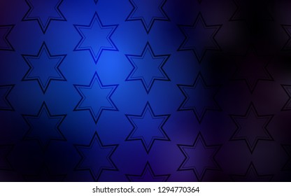 Dark BLUE vector cover with small and big stars. Shining colored illustration with stars. Pattern for websites, landing pages.
