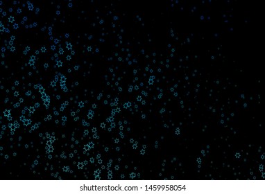 Dark BLUE vector cover with small and big stars. Glitter abstract illustration with colored stars. The pattern can be used for wrapping gifts.