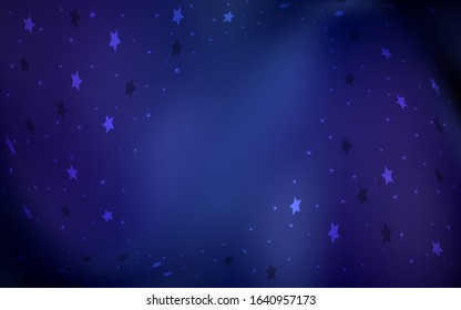 Dark BLUE vector cover with small and big stars. Blurred decorative design in simple style with stars. The pattern can be used for websites.