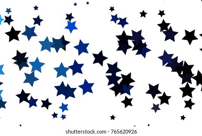 Dark BLUE vector cover with small and big stars. Blurred decorative design in simple style with stars. The pattern can be used for new year ad, booklets.