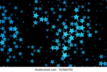 Dark BLUE vector cover with small and big stars. Modern geometrical abstract illustration with stars. The pattern can be used for wrapping gifts.