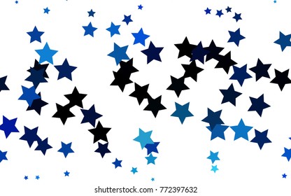 Dark BLUE vector cover with small and big stars. Decorative shining illustration with stars on abstract template. Smart design for your business advert.