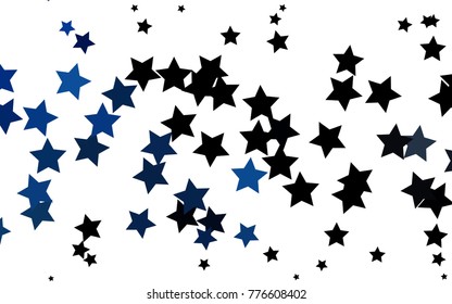 Dark BLUE vector cover with small and big stars. Blurred decorative design in simple style with stars. The pattern can be used for websites.