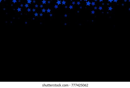Dark BLUE vector cover with small and big stars. Stars on blurred abstract background with gradient. The pattern can be used for websites.