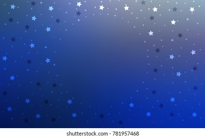 Dark BLUE vector cover with small and big stars. Decorative shining illustration with stars on abstract template. The pattern can be used for websites.