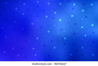Dark BLUE vector cover with small and big stars. Modern geometrical abstract illustration with stars. The pattern can be used for websites.