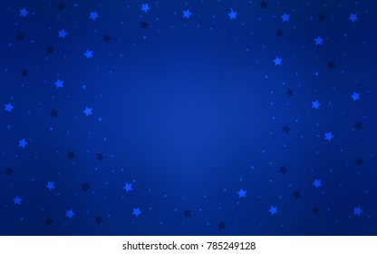 Dark BLUE vector cover with small and big stars. Decorative shining illustration with stars on abstract template. The pattern can be used for new year ad, booklets.