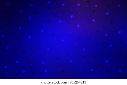Dark BLUE vector cover with small and big stars. Decorative shining illustration with stars on abstract template. The pattern can be used for wrapping gifts.