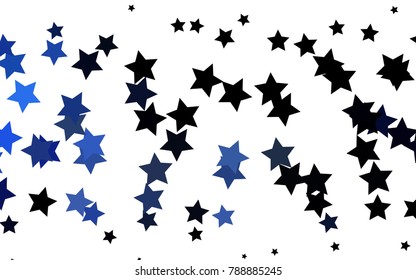 Dark BLUE vector cover with small and big stars. Decorative shining illustration with stars on abstract template. The pattern can be used for wrapping gifts.