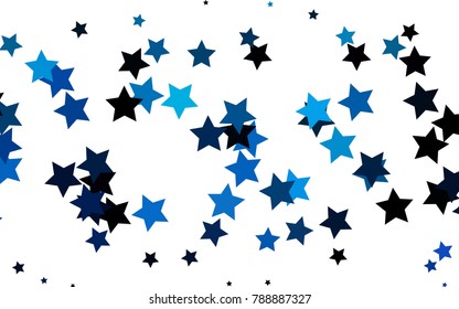 Dark BLUE vector cover with small and big stars. Modern geometrical abstract illustration with stars. The template can be used as a background.