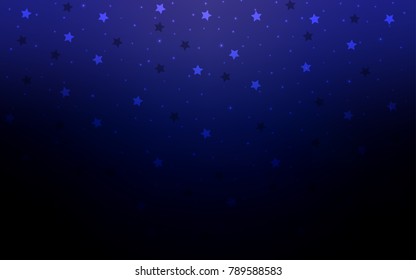 Dark BLUE vector cover with small and big stars. Modern geometrical abstract illustration with stars. The template can be used as a background.