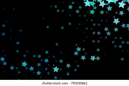 Dark BLUE vector cover with small and big stars. Shining colored illustration with stars. Smart design for your business advert.