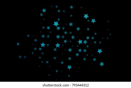 Dark BLUE vector cover with small and big stars. Decorative shining illustration with stars on abstract template. The pattern can be used for websites.