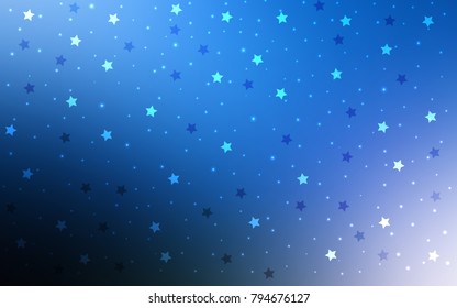 Dark BLUE vector cover with small and big stars. Blurred decorative design in simple style with stars. The pattern can be used for new year ad, booklets.
