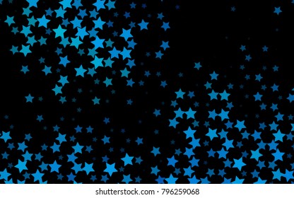 Dark BLUE vector cover with small and big stars. Decorative shining illustration with stars on abstract template. The pattern can be used for wrapping gifts.