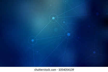 Dark BLUE vector cover with spots, lines. Colorful illustration with circles and lines in futuristic style. Beautiful design for your business advert.