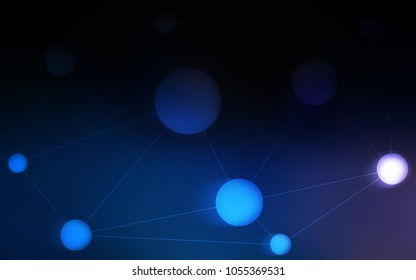 Dark BLUE vector cover with spots, lines. Colorful illustration with circles and lines in futuristic style. Pattern can be used for beautiful websites.
