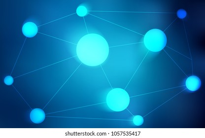Dark BLUE vector cover with spots, lines. Design with connection of dots and lines on colorful background. Pattern can be used as texture of wallpapers.