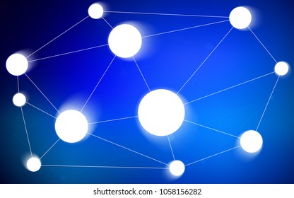 Dark BLUE vector cover with spots, lines. Colorful illustration with circles and lines in futuristic style. Pattern can be used for ads, leaflets.