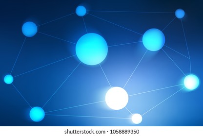 Dark BLUE vector cover with spots, lines. Design with connection of dots and lines on colorful background. Pattern can be used as texture of wallpapers.