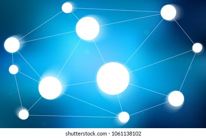 Dark BLUE vector cover with spots, lines. Glitter abstract illustration with connection of triangle structure. Pattern can be used for futuristic ad, booklets.