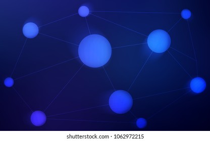 Dark BLUE vector cover with spots, lines. Abstract illustration with colorful discs and triangles. Pattern can be used for futuristic ad, booklets.