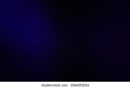 Dark BLUE vector cover with spots, lines. Decorative design in abstract style with triangle structure. New design for ad, poster, banner of your website.