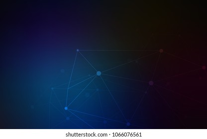 Dark BLUE vector cover with spots, lines. Glitter abstract illustration with connection of triangle structure. Pattern can be used for beautiful websites.