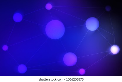 Dark BLUE vector cover with spots, lines. Glitter abstract illustration with connection of triangle structure. Pattern can be used for ads, leaflets.