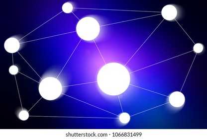 Dark BLUE vector cover with spots, lines. Design with connection of dots and lines on colorful background. Beautiful design for your business advert.
