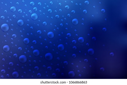 Dark BLUE vector cover with spots. Glitter abstract illustration with blurred drops of rain. New design for ad, poster, banner of your website.