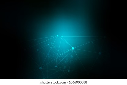 Dark BLUE vector cover with spots, lines. Decorative design in abstract style with triangle structure. Pattern can be used for futuristic ad, booklets.