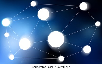 Dark BLUE vector cover with spots, lines. Abstract illustration with colorful discs and triangles. Completely new template for your brand book.