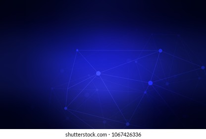 Dark BLUE vector cover with spots, lines. Abstract illustration with colorful discs and triangles. Beautiful design for your business advert.