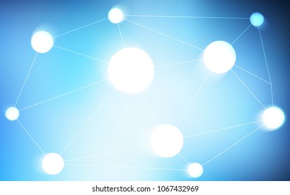 Dark BLUE vector cover with spots, lines. Glitter abstract illustration with connection of triangle structure. Beautiful design for your business advert.