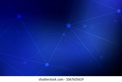 Dark BLUE vector cover with spots, lines. Glitter abstract illustration with connection of triangle structure. Beautiful design for your business advert.