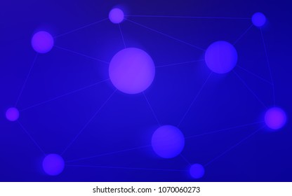 Dark BLUE vector cover with spots, lines. Design with connection of dots and lines on colorful background. Pattern can be used for ads, leaflets.