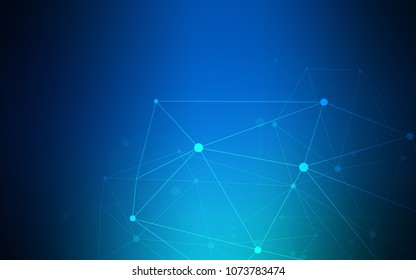 Dark BLUE vector cover with spots, lines. Design with connection of dots and lines on colorful background. Pattern can be used for ads, leaflets.
