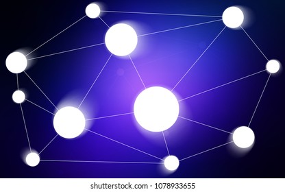 Dark BLUE vector cover with spots, lines. Abstract illustration with colorful discs and triangles. Pattern can be used for ads, leaflets.