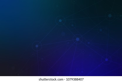 Dark BLUE vector cover with spots, lines. Design with connection of dots and lines on colorful background. Pattern can be used for ads, leaflets.