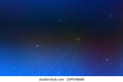 Dark BLUE vector cover with spots, lines. Illustration with set of colorful abstract circles and lines. New design for ad, poster, banner of your website.
